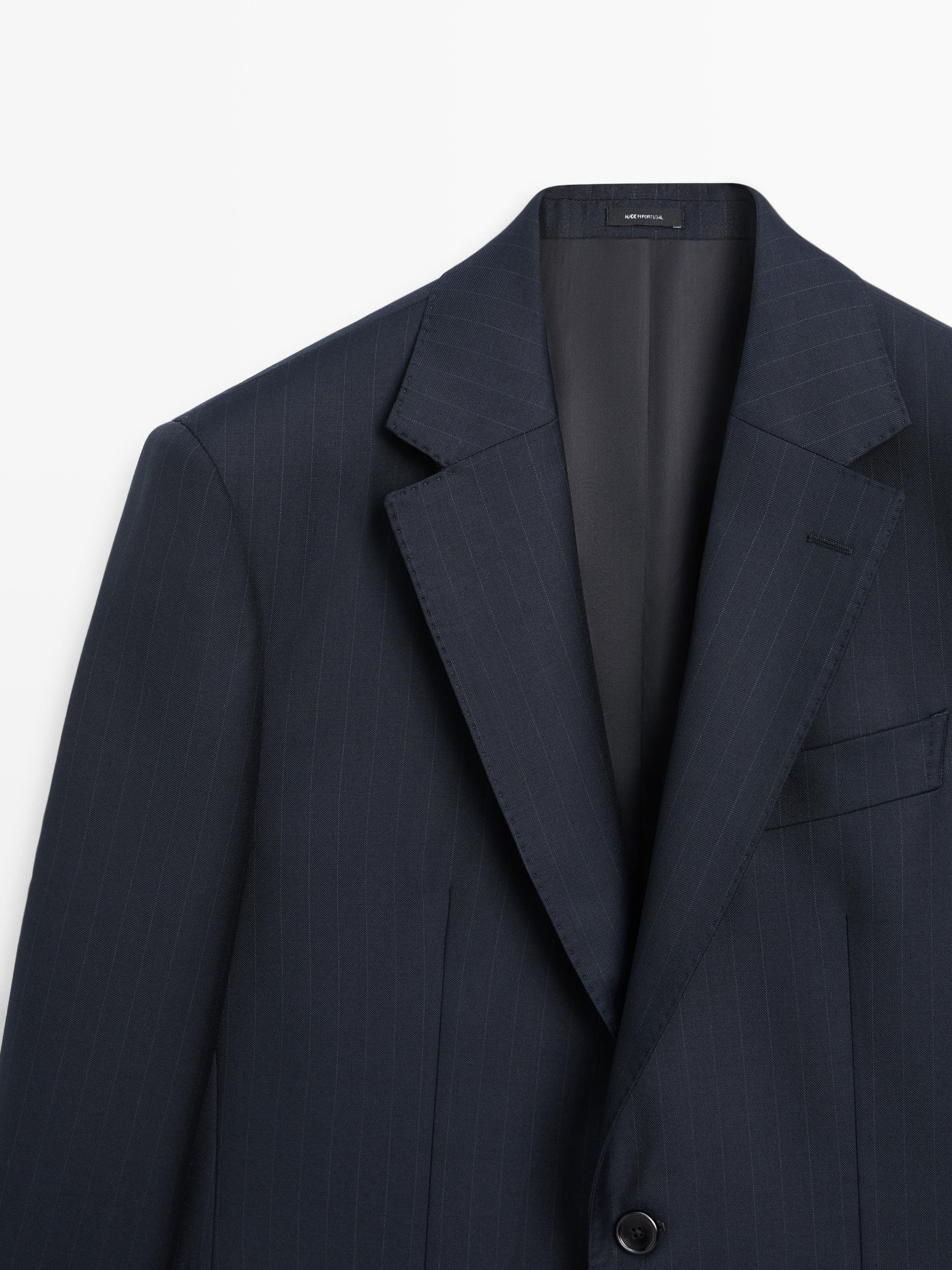 100% cool wool striped suit blazer